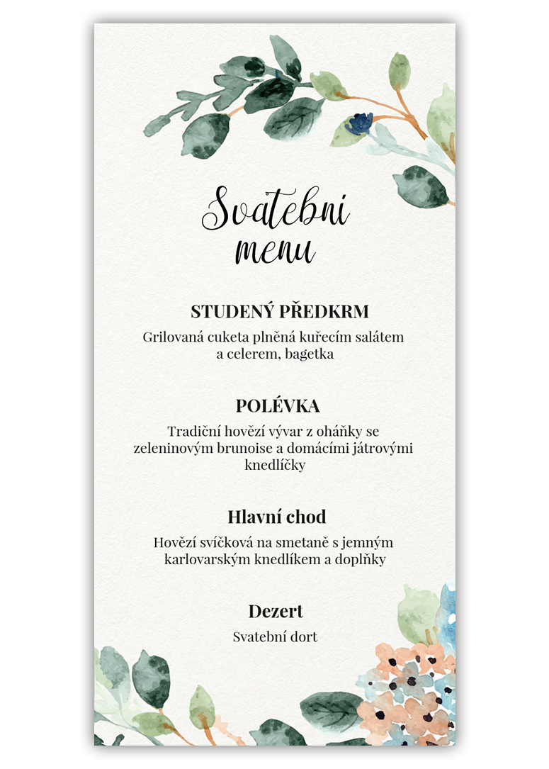 Chutné svadobné menu. - Watercolor floral